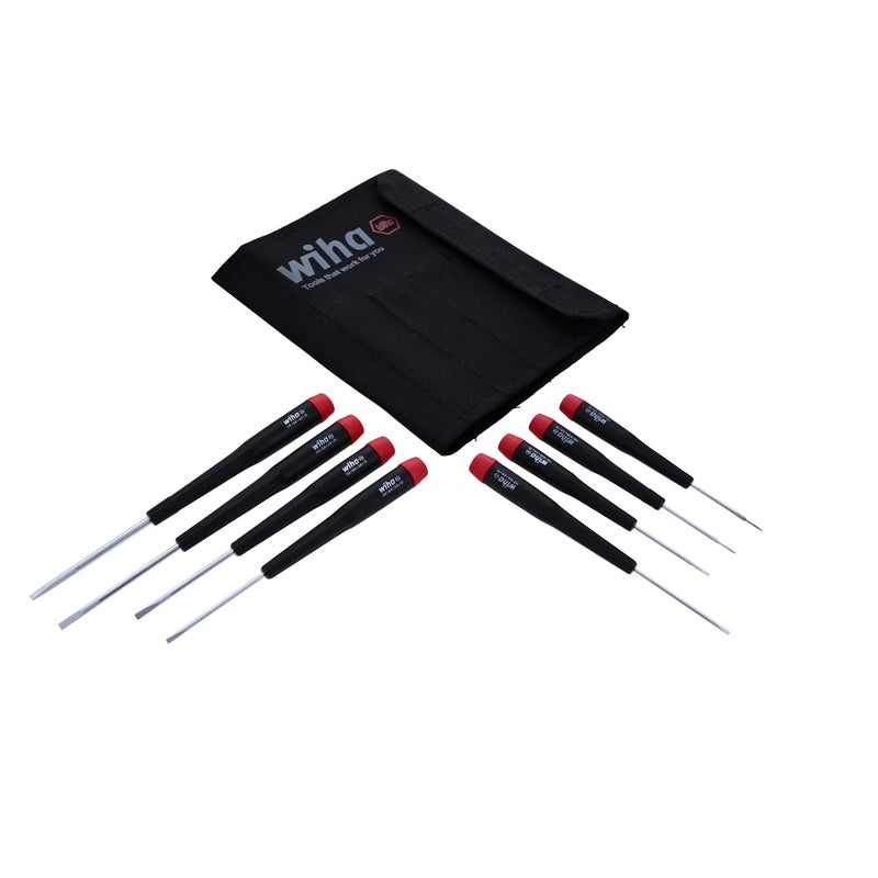 Wiha 26098 Precision Slotted Screwdriver Set in Canvas Pouch, 8 Piece Set - Image 1